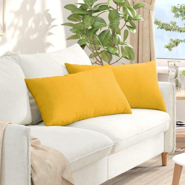vidaXL Sofa Pillows 2 pcs Light Yellow 80 x 40 cm Corduroy Fabric