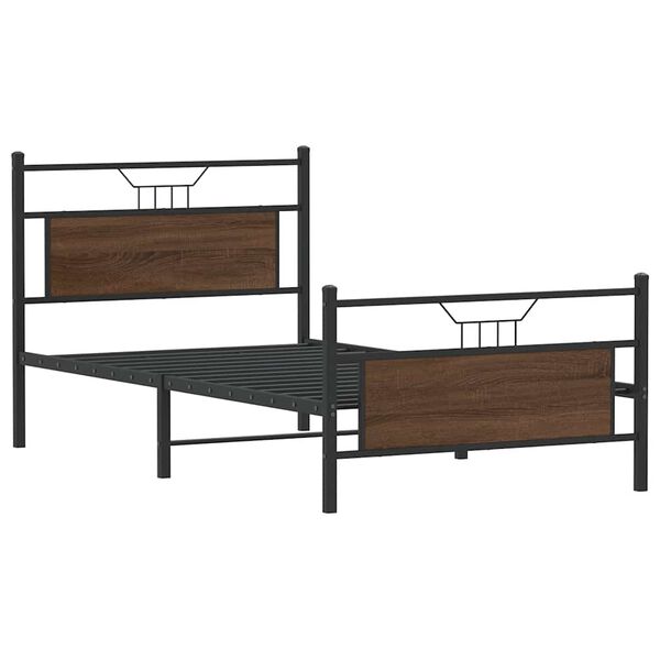 vidaXL Bed Frame without Mattress Brown Oak 107x203 cm Engineered Wood