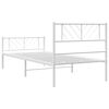vidaXL Metal Bed Frame without Mattress with Footboard White 90x200cm