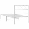 vidaXL Metal Bed Frame without Mattress with Headboard White 107x203cm