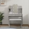 vidaXL Dressing Table Set with LED Concrete Grey Engineered Wood