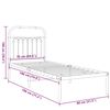 vidaXL Metal Bed Frame without Mattress with Headboard White 75x190cm