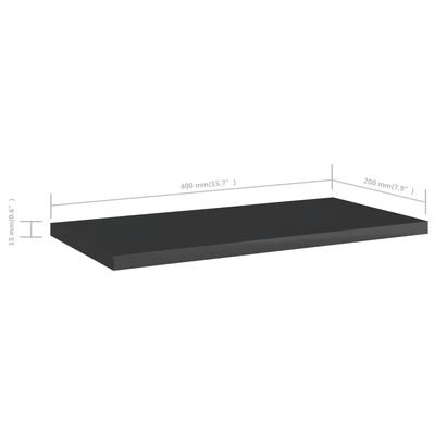 vidaXL Bookshelf Boards 4 pcs High Gloss Black 40x20x1.5 cm Engineered Wood