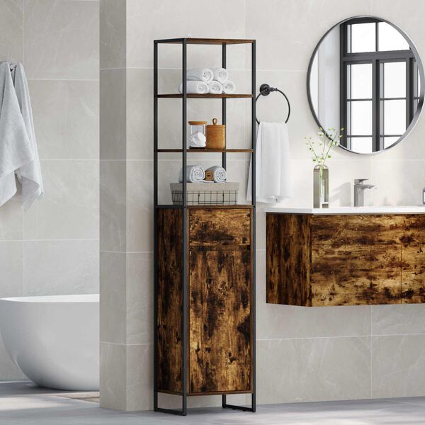 vidaXL Bathroom Cabinet Smoke Oak 40 x 30 x 180 cm Engineered Wood