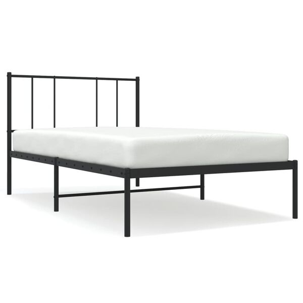 vidaXL Metal Bed Frame without Mattress with Headboard Black 107x203cm
