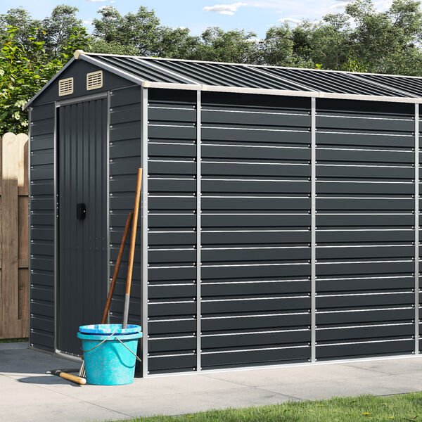 vidaXL Garden Shed Anthracite 191x725x198 cm Galvanised Steel