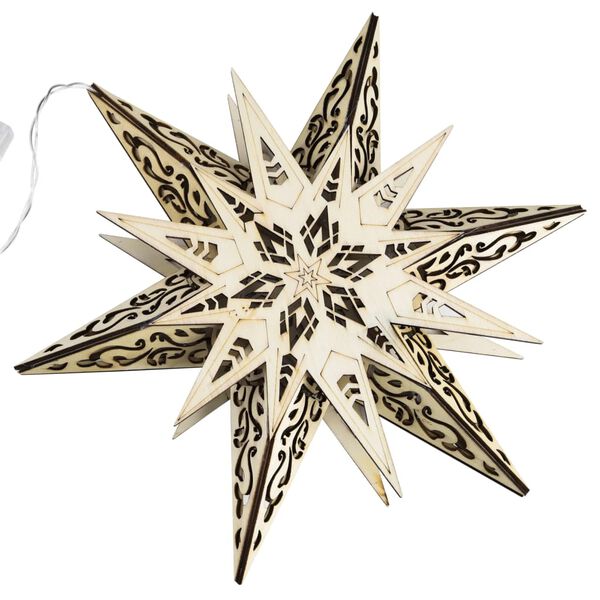 HI Illuminated Wooden Carved Star