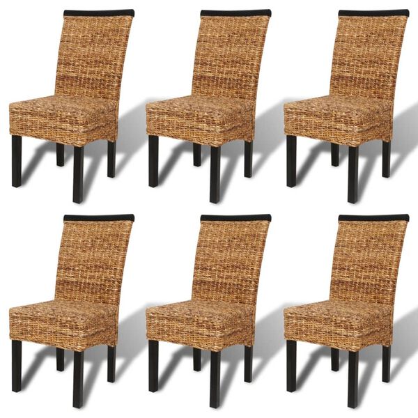 vidaXL Dining Chairs 6 pcs Abaca and Solid Mango Wood