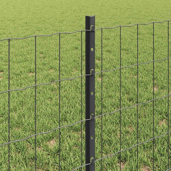 vidaXL Fence and Post Grey 0.6 x 25 m Steel