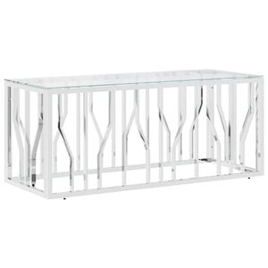 vidaXL Coffee Table 110x45x45 cm Stainless Steel and Glass