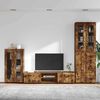 vidaXL TV Cabinet Set with Drawer with Door Smoked Oak Engineered Wood