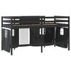vidaXL Kids' Loft Bed with Curtains without Mattress White&Black 80x200cm