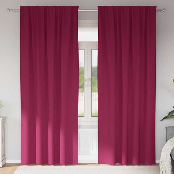 vidaXL Blackout Curtains with Rings 2 pcs Wine Red 225 x 140 cm