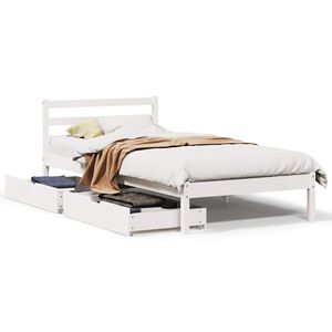 vidaXL Bed Frame without Mattress White 90x190 cm Single Solid Wood Pine
