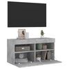 vidaXL TV Wall Cabinet with LED Lights Concrete Grey 80x30x40 cm