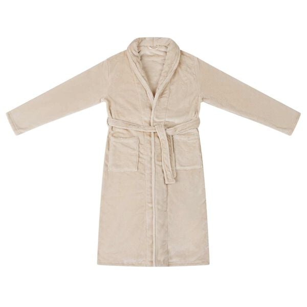 vidaXL Bathrobe without Hood Beige S Flannel