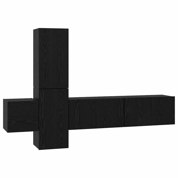 vidaXL TV Cabinet Set Wall-mounted 5 pcs Black Oak Engineered Wood