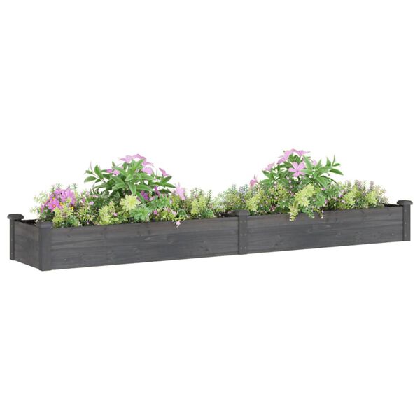 vidaXL Garden Raised Bed with Liner Grey 240x45x25 cm Solid Wood Fir