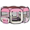 vidaXL Foldable Dog Playpen with Carrying Bag Pink 125x125x61 cm