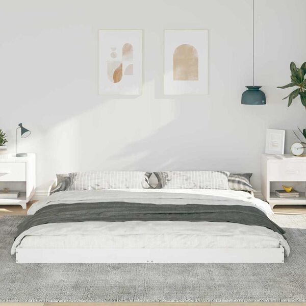 vidaXL Bed Frame White 180 x 210 cm Solid Pine Wood