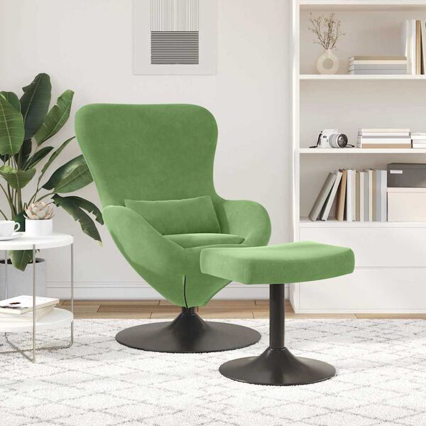 vidaXL Egg Chair with Footstool Light Green 63 x 73 x 90 cm Velvet