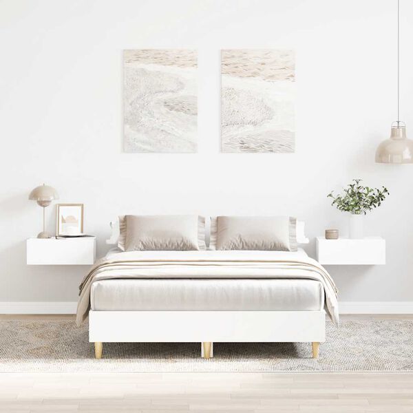 vidaXL Bed Frame No Mattress White 135x190 cm Double Engineered Wood