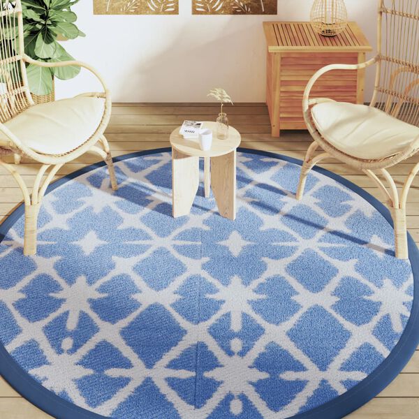 vidaXL Outdoor Carpet ARAKIL Blue and White Ø200 cm PP