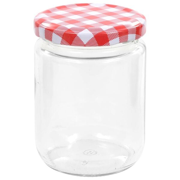vidaXL Glass Jam Jars with White and Red Lid 96 pcs 230 ml