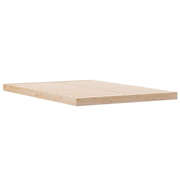 vidaXL Floor Bed Frame Natural 213.5 x 164 x 9 cm Solid Pine Wood