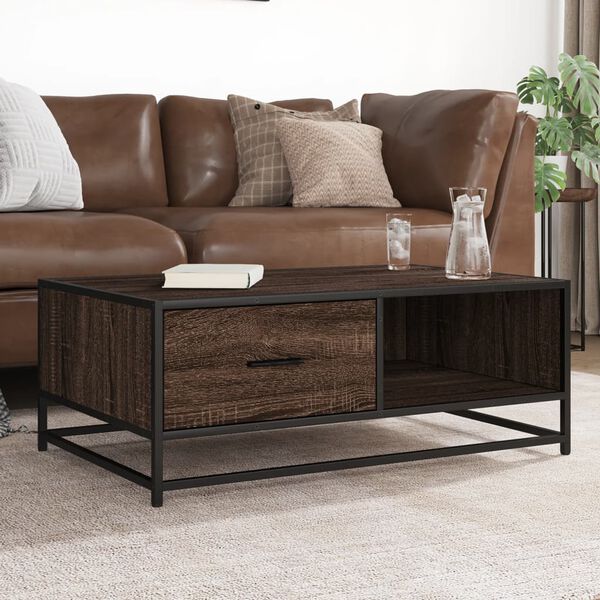 vidaXL Coffee Table Brown Oak 90x57x35 cm Engineered Wood and Metal