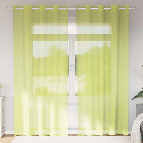 vidaXL Voile Curtains with Grommets 2 pcs Apple Green 140x225 cm