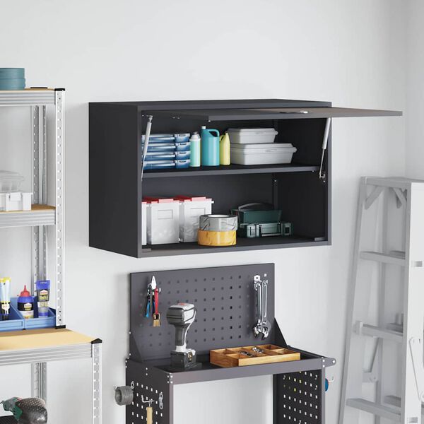 vidaXL Wall Cabinet for Garage with Gas-lift Door Anthracite