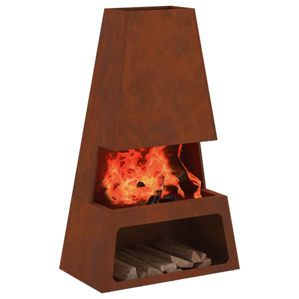 vidaXL Fire Pit Brown 60 x 35 x 100 cm Weathering Steel