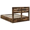 vidaXL Storage Bed with Drawer Smoked Oak 160 x 200 cm Engineered Wood