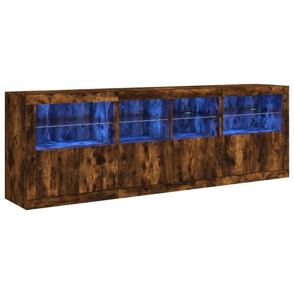 vidaXL Sideboard with LED Lights Smoked Oak 202x37x67 cm