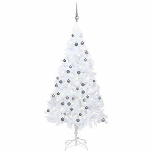vidaXL Artificial Pre-lit Christmas Tree with Ball Set White 120 cm PVC
