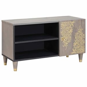 vidaXL TV Cabinet Grey 80 x 33 x 46 cm Solid Mango Wood