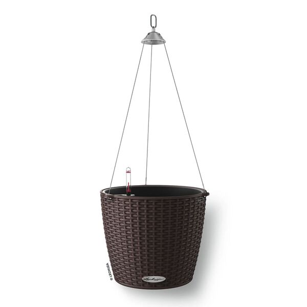 LECHUZA Hanging Planter NIDO Cottage 28 ALL-IN-ONE Mocha