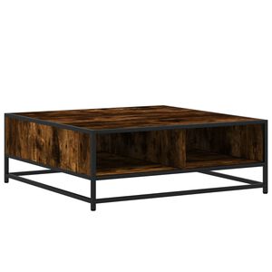 vidaXL Coffee Table Smoked Oak 80x80x30 cm Engineered Wood and Metal