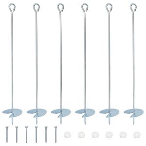 vidaXL Earth anchor 6 pcs Galvanized Metal Silver