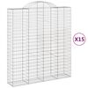 vidaXL Arched Gabion Baskets 15 pcs 200x50x220/240 cm Galvanised Iron