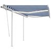 vidaXL Manual Retractable Awning with LED 3,5x2,5 m Blue and White (313200+46845+315093)