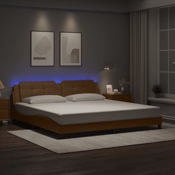 vidaXL Bed Frame with LED without Mattress "Zadar" Cappuccino 200x200 cm