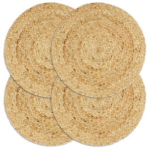 vidaXL Placemat | Set of 4 | Natural | Jute | 38 cm | Durable | Placemat | Round