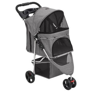 vidaXL Folding Dog Stroller Grey 80x46x98 cm Oxford Fabric