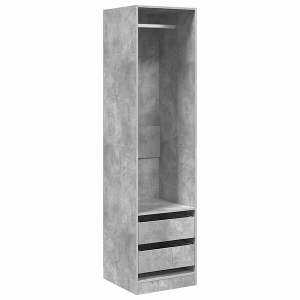 vidaXL Wardrobe with Drawers Concrete Grey 50x50x200 cm Engineered Wood