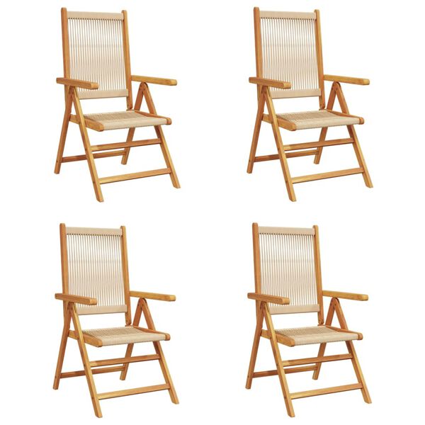 vidaXL Reclining Garden Chairs 4 pcs Beige Solid Wood Acacia