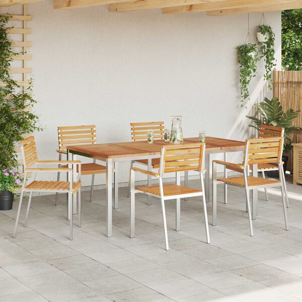 vidaXL Garden Dining Set 7 pcs Brown Solid Teak Wood