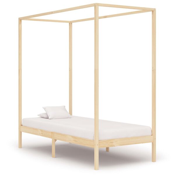 vidaXL Canopy Bed Frame without Mattress Solid Pine Wood 90x200 cm