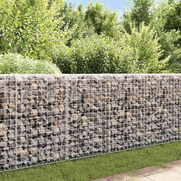 vidaXL Gabion Wall with Covers Galvanised Steel 200x20x85 cm